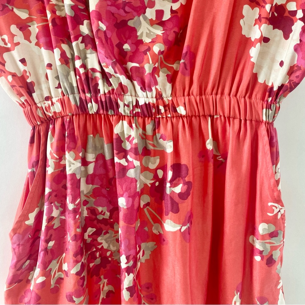 Express Floral Mini Skater Dress with Pockets Orange Pink White Multicolor XS - Picture 6 of 14